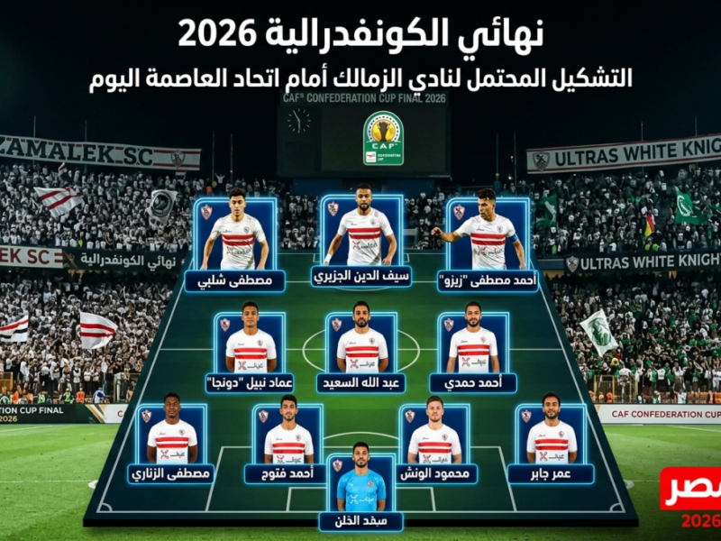 تشكيل الزمالك أمام اتحاد العاصمة اليوم في نهائي الكونفدرالية 2026 المحتمل.. ثلاثي هجومي يقود الأبيض